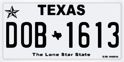TX license plate DOB1613