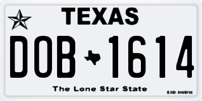 TX license plate DOB1614