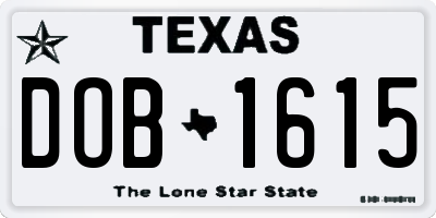 TX license plate DOB1615