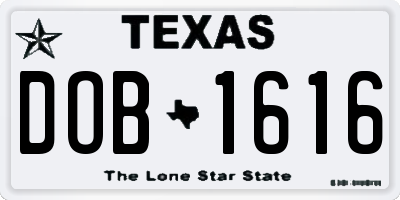 TX license plate DOB1616
