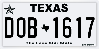 TX license plate DOB1617
