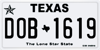 TX license plate DOB1619
