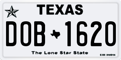 TX license plate DOB1620