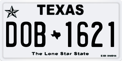 TX license plate DOB1621
