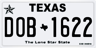 TX license plate DOB1622