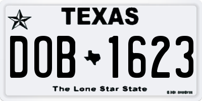 TX license plate DOB1623