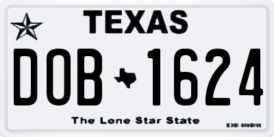 TX license plate DOB1624