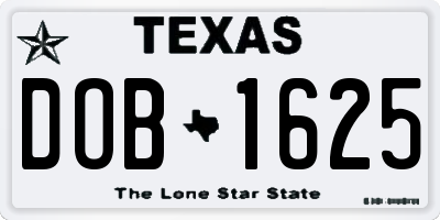 TX license plate DOB1625