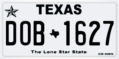 TX license plate DOB1627