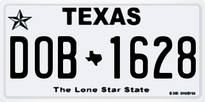 TX license plate DOB1628