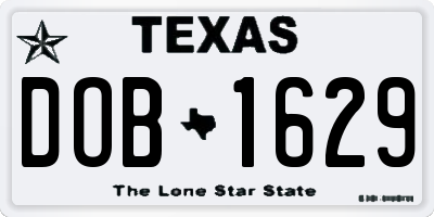 TX license plate DOB1629