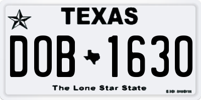 TX license plate DOB1630