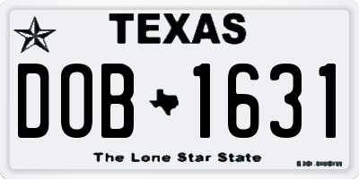 TX license plate DOB1631