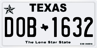 TX license plate DOB1632