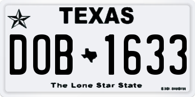 TX license plate DOB1633