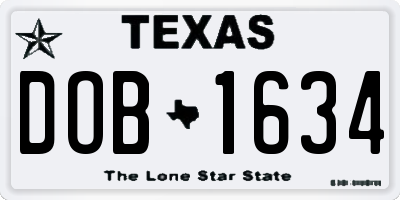 TX license plate DOB1634