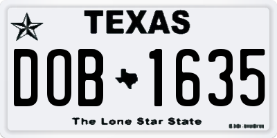 TX license plate DOB1635
