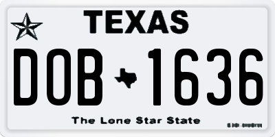 TX license plate DOB1636