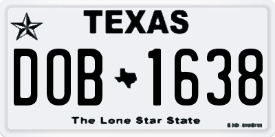 TX license plate DOB1638