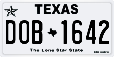 TX license plate DOB1642