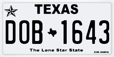 TX license plate DOB1643