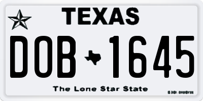 TX license plate DOB1645