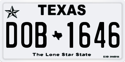TX license plate DOB1646