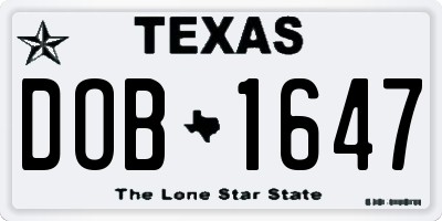 TX license plate DOB1647