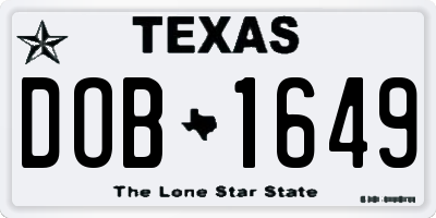 TX license plate DOB1649