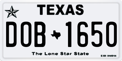 TX license plate DOB1650