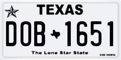 TX license plate DOB1651
