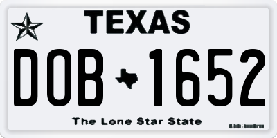 TX license plate DOB1652