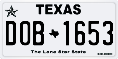 TX license plate DOB1653