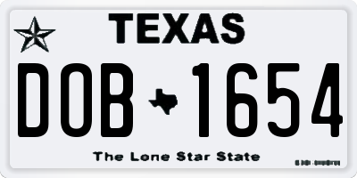 TX license plate DOB1654