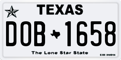 TX license plate DOB1658