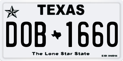TX license plate DOB1660