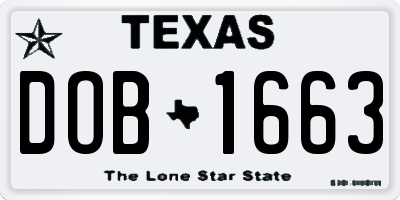 TX license plate DOB1663