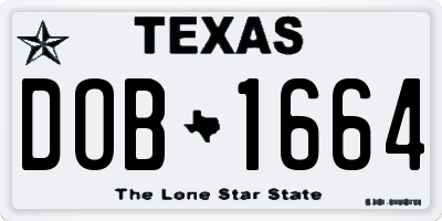TX license plate DOB1664