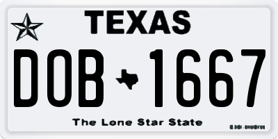 TX license plate DOB1667