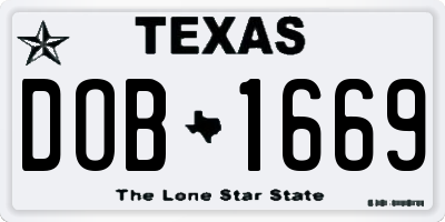 TX license plate DOB1669