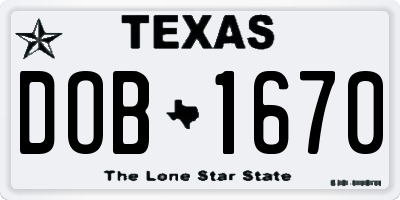 TX license plate DOB1670