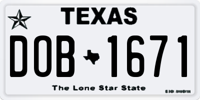 TX license plate DOB1671