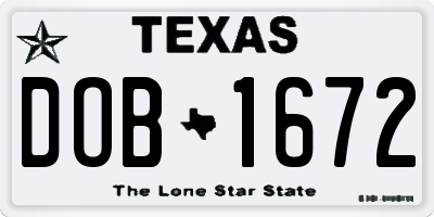 TX license plate DOB1672