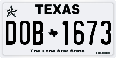 TX license plate DOB1673