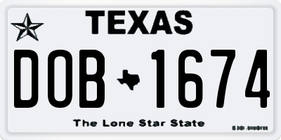 TX license plate DOB1674