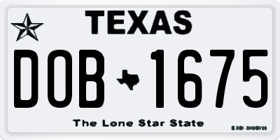TX license plate DOB1675