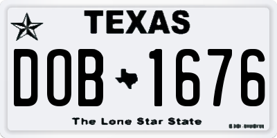 TX license plate DOB1676
