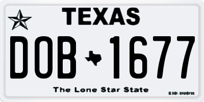 TX license plate DOB1677