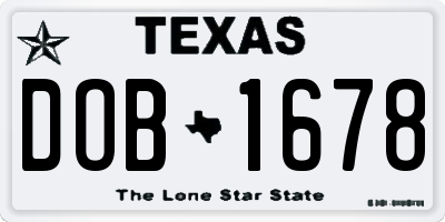 TX license plate DOB1678