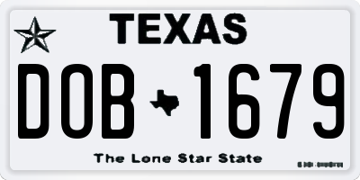 TX license plate DOB1679